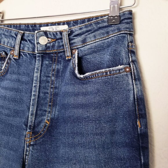 FREE PEOPLE We The Free Emmy High Waist Bootcut Jean Slit Frayed Hem Blue 25 $98 - Picture 15 of 16